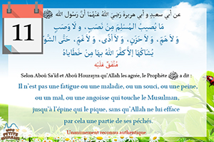 hadith Il n’est pas une fatigue ou une maladie, ou un souci, ou une peine