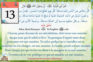 hadith L’homme, pour chacune de ses articulations, doit verser une aumône