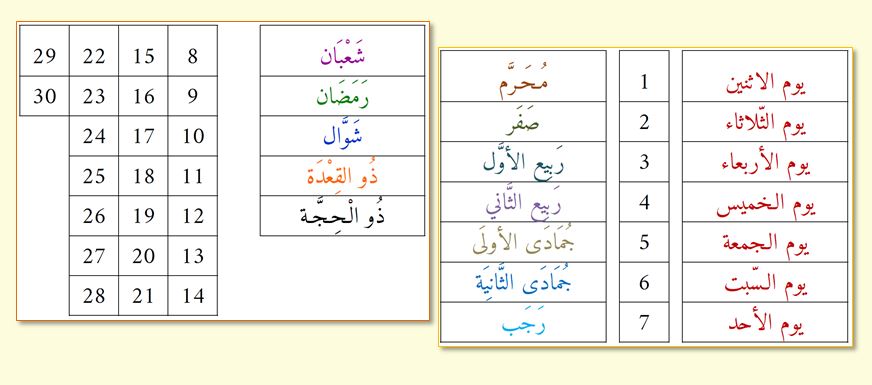 calendrier lunaire en arabe